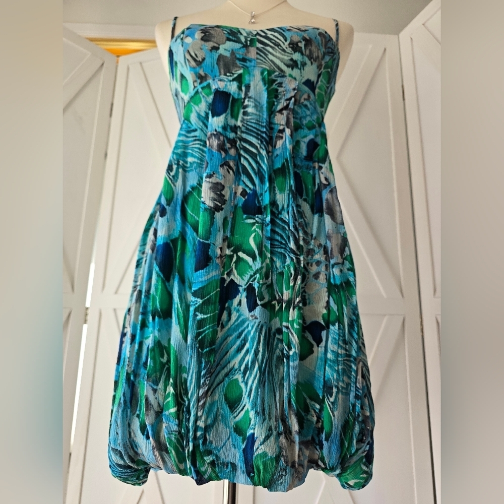 Vintage Marciano Silk Bubble Hem Mini Strappy Dress - Picture 6 of 12